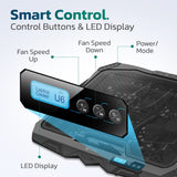 Purely Laptop Cooling Pad, 6 Adjustable Height Laptop Stand, 4 Fans: 3 Fan Modes + 6 Speeds, LED Display, 2 USB Ports Cooling Pad - Tophatter Daily Deals