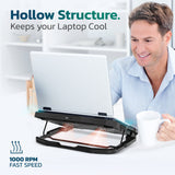 Purely Laptop Cooling Pad, 6 Adjustable Height Laptop Stand, 4 Fans: 3 Fan Modes + 6 Speeds, LED Display, 2 USB Ports Cooling Pad - Tophatter Daily Deals
