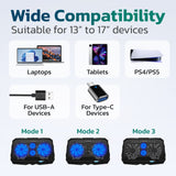 Purely Laptop Cooling Pad, 6 Adjustable Height Laptop Stand, 4 Fans: 3 Fan Modes + 6 Speeds, LED Display, 2 USB Ports Cooling Pad - Tophatter Daily Deals