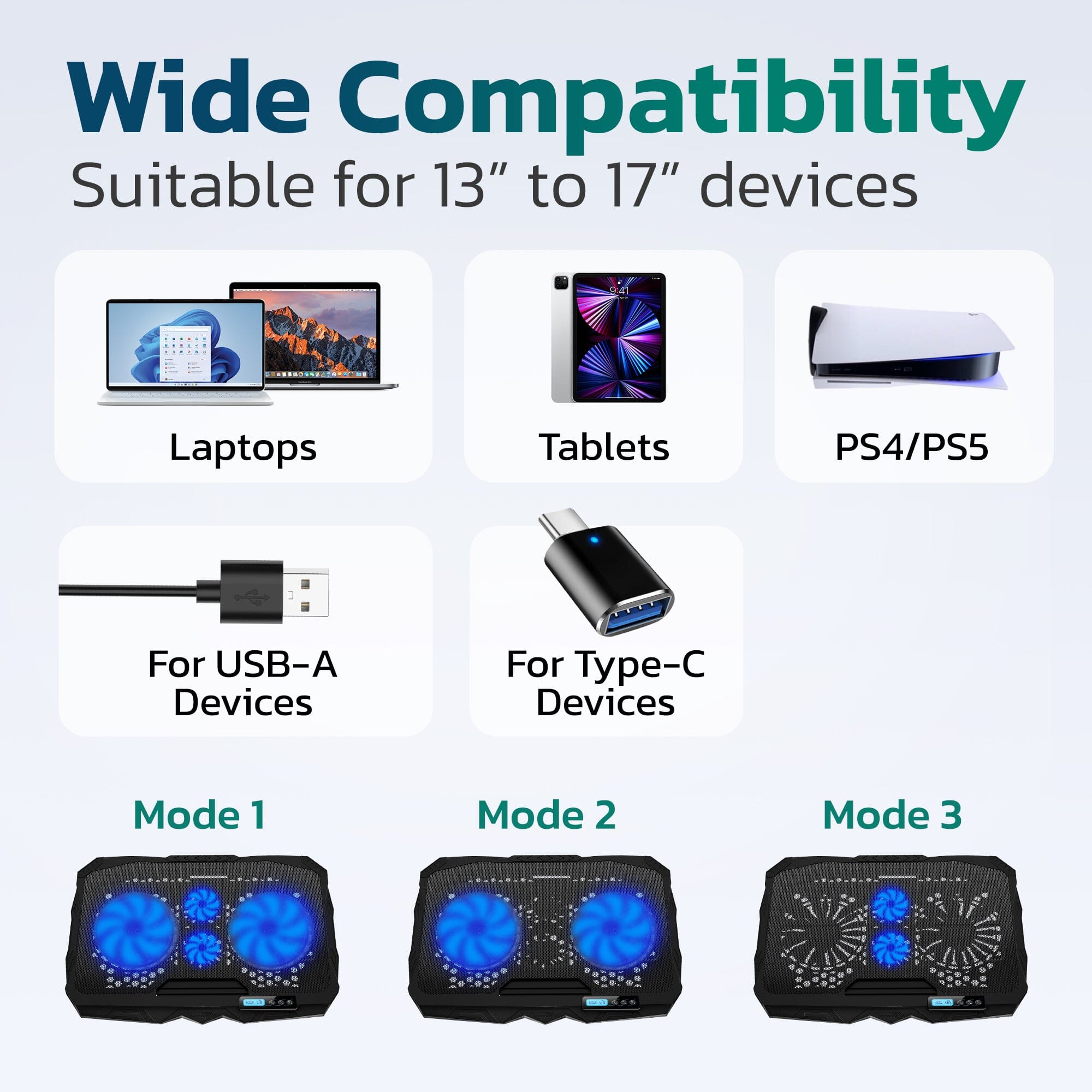 Purely Laptop Cooling Pad, 6 Adjustable Height Laptop Stand, 4 Fans: 3 Fan Modes + 6 Speeds, LED Display, 2 USB Ports Cooling Pad - Tophatter Daily Deals