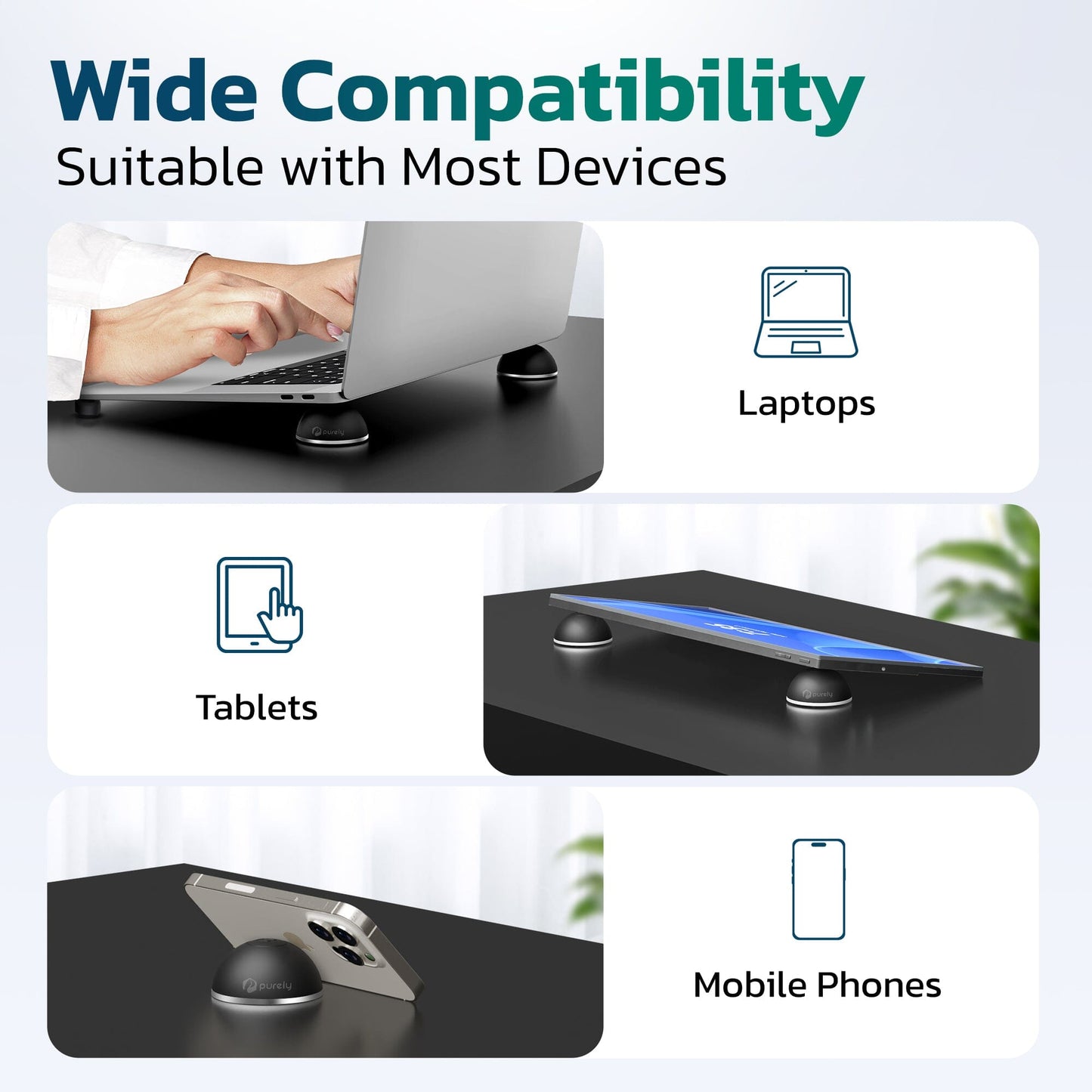 Purely Laptop Cooling Pad Legs Portable Magnetic Ball Opens Into 4 Non-Slip Laptop Stand Legs Cooling Pad - Tophatter Daily Deals