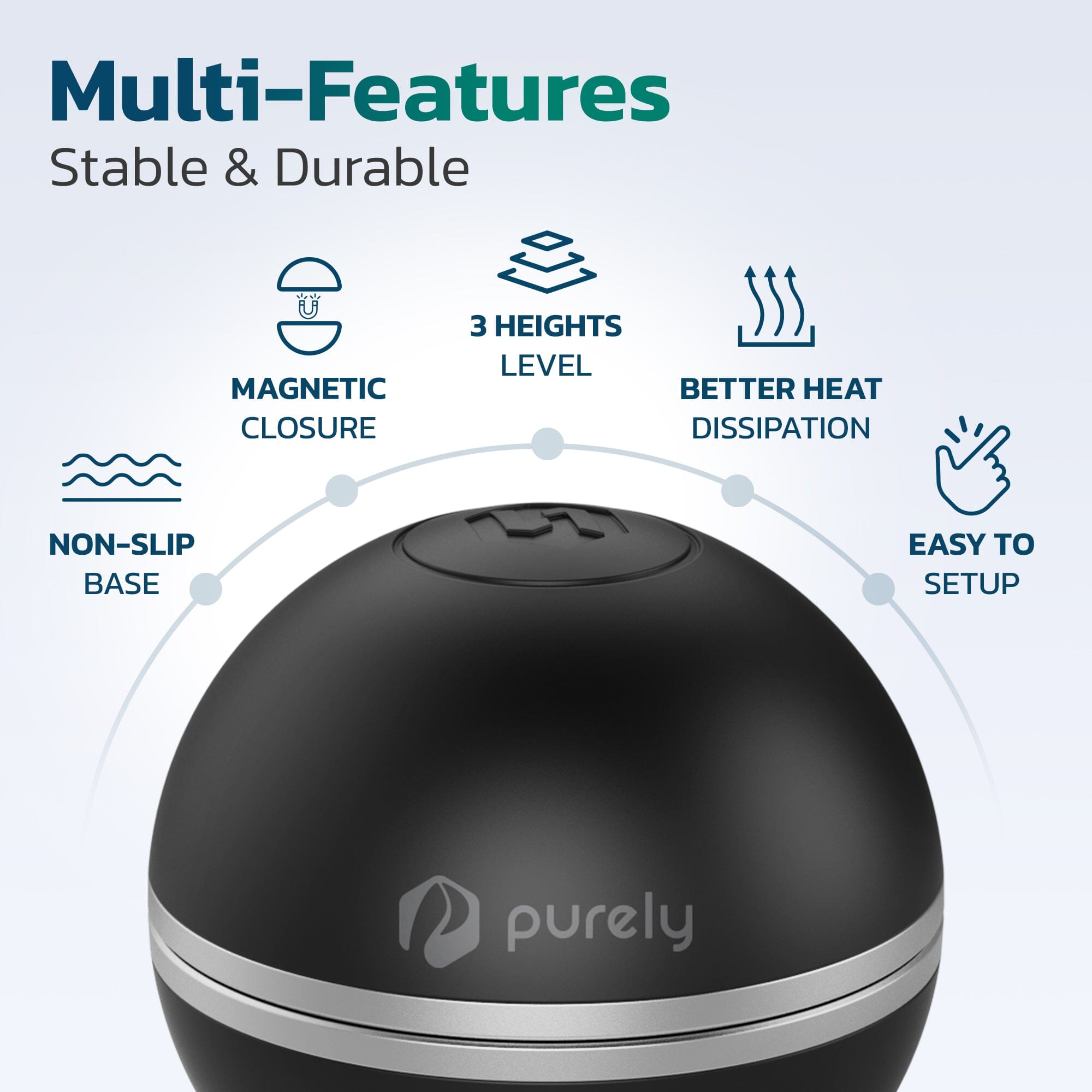 Purely Laptop Cooling Pad Legs Portable Magnetic Ball Opens Into 4 Non-Slip Laptop Stand Legs Cooling Pad - Tophatter Daily Deals