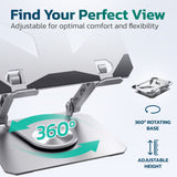 Purely SW60 Swivel Tablet Stand, Aluminum iPad Stand with 360Â° Rotating Base, Adjustable & Foldable Tablet Holder Tablet Holder - Tophatter Daily Deals