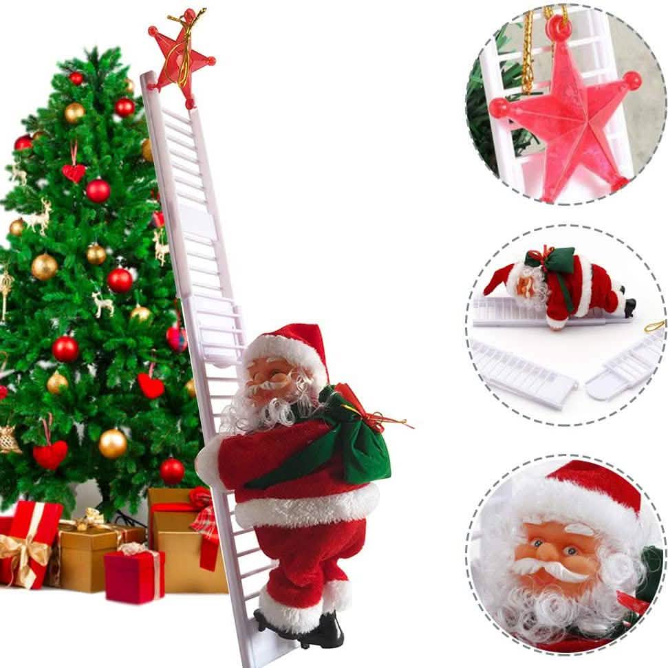 Puroregno Electric Climbing Ladder Rope Santa Claus Doll Seasonal Decor - Tophatter Daily Deals