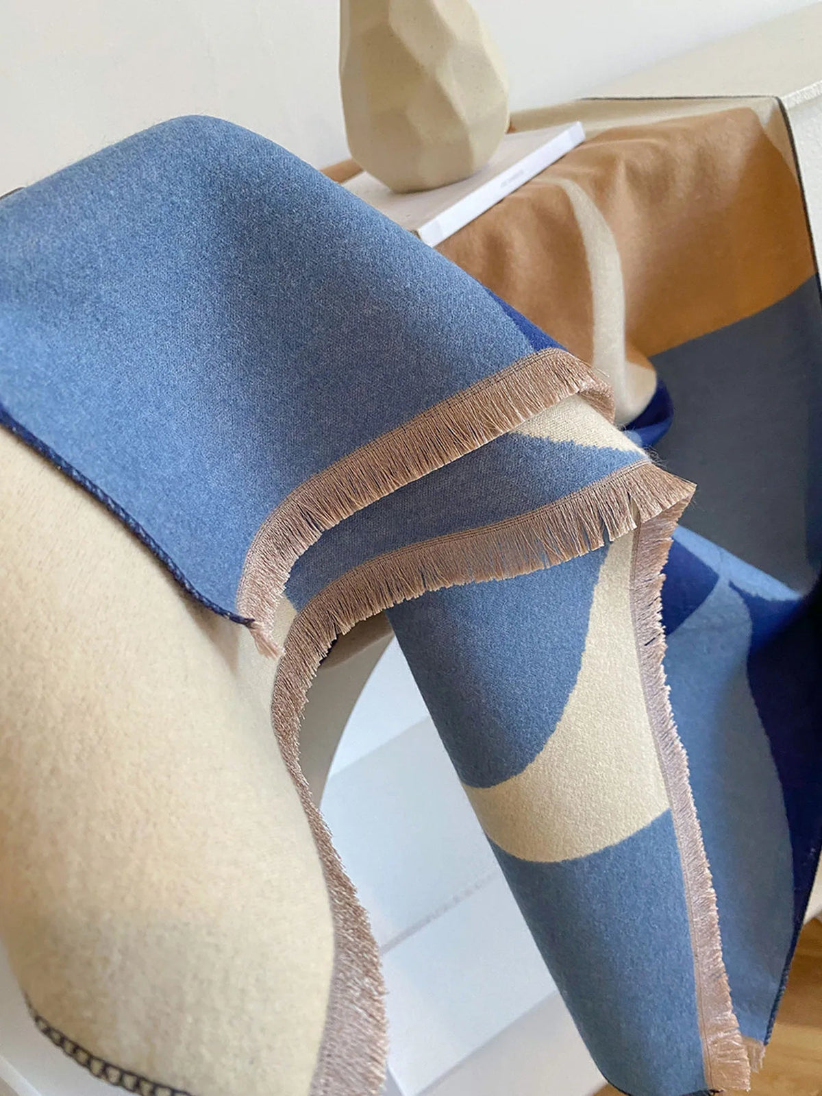 Oversized Womens Scarf - Reversible Geometric Cashmere - Tophatter Daily Deals
