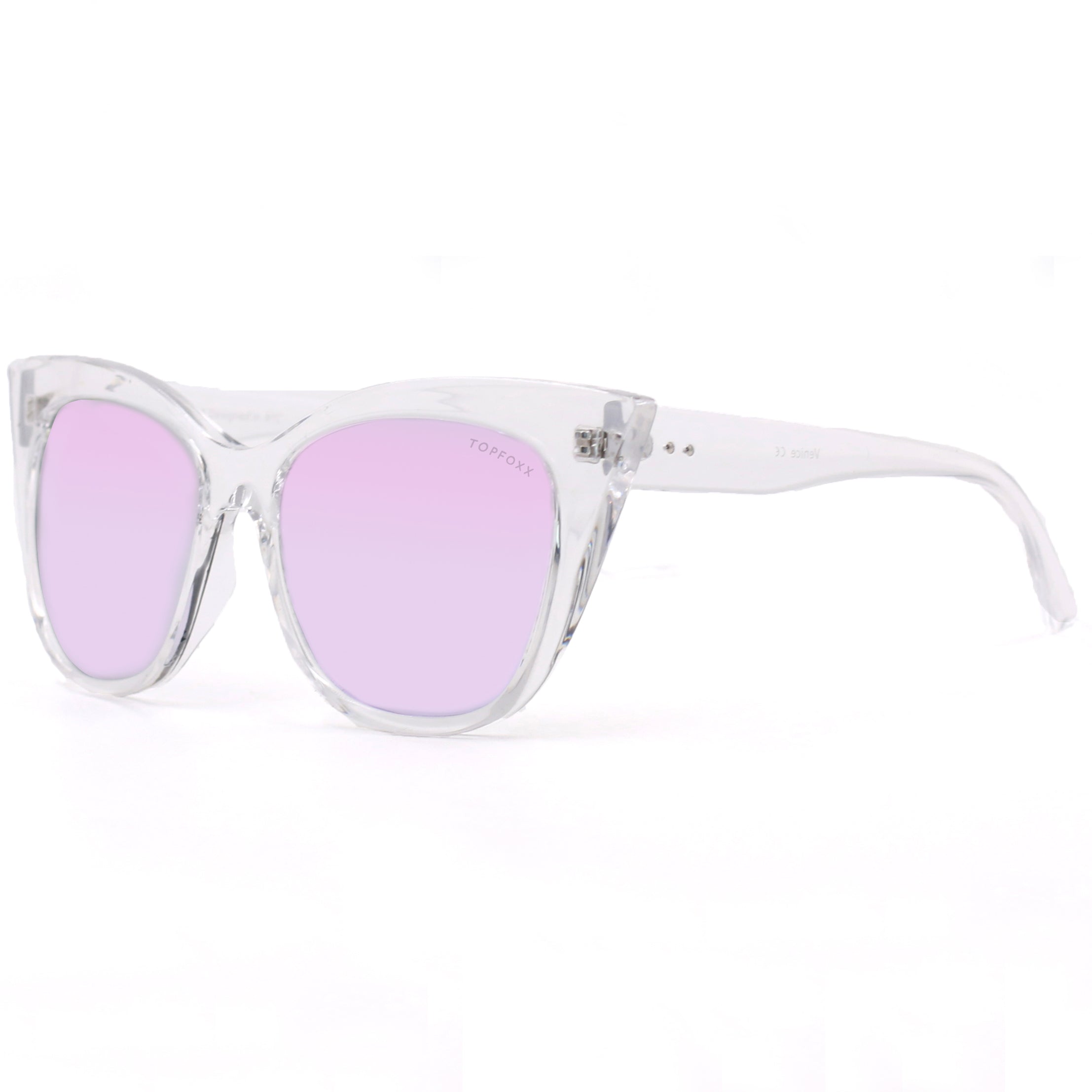 TopFoxx Sustainable Venice - Clear Purple Women's Sunglasses Clear Purple OS Sunglasses - Tophatter Daily Deals