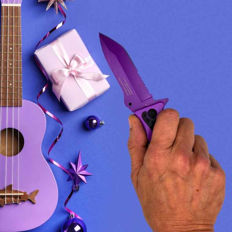 Auto Safety Survival Self-Defense Purple Tanto Blade Knives & Knuckles - Tophatter Daily Deals