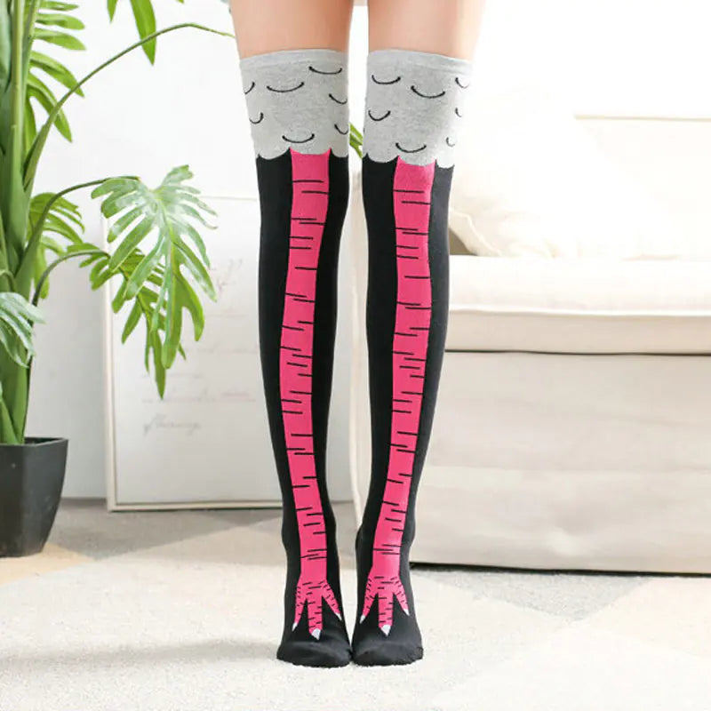 Funny Chicken Knee Socks for Spring and Autumn - Tophatter Daily Deals