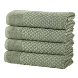 Cotton Diamond Waffle Weave Bath Towel Set - Grayson Collection Bath Towel (Pack of 4) Eucalyptus Bath - Tophatter Daily Deals