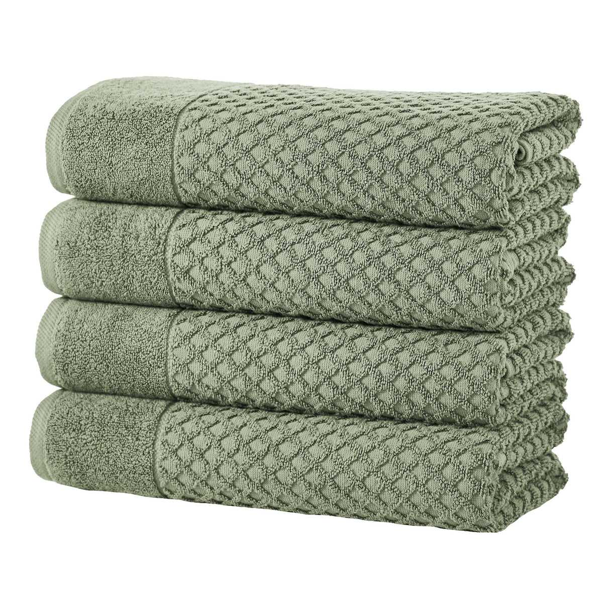 Cotton Diamond Waffle Weave Bath Towel Set - Grayson Collection Bath Towel (Pack of 4) Eucalyptus Bath - Tophatter Daily Deals