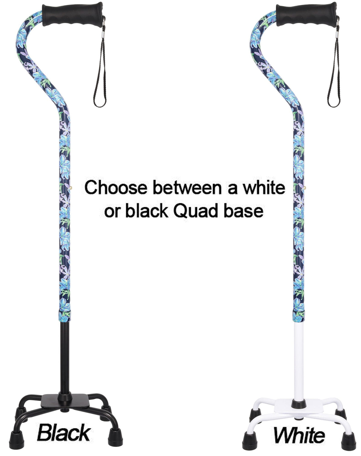 Dark Blue Vivienne May Convertible Quad Base Walking Cane with Comfort Grip - Adjustable Shaft Quad Base Canes - Tophatter Daily Deals