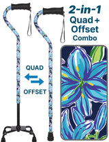 Dark Blue Vivienne May Convertible Quad Base Walking Cane with Comfort Grip - Adjustable Shaft Quad Base Canes - Tophatter Daily Deals