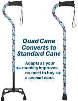 Dark Blue Vivienne May Convertible Quad Base Walking Cane with Comfort Grip - Adjustable Shaft Quad Base Canes - Tophatter Daily Deals