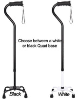 Black Aluminum Convertible Quad Base Walking Cane - Adjustable Shaft Quad Base Canes - Tophatter Daily Deals