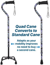 Purple Majesty Aluminum Convertible Quad Base Walking Cane - Adjustable Shaft Quad Base Canes - Tophatter Daily Deals