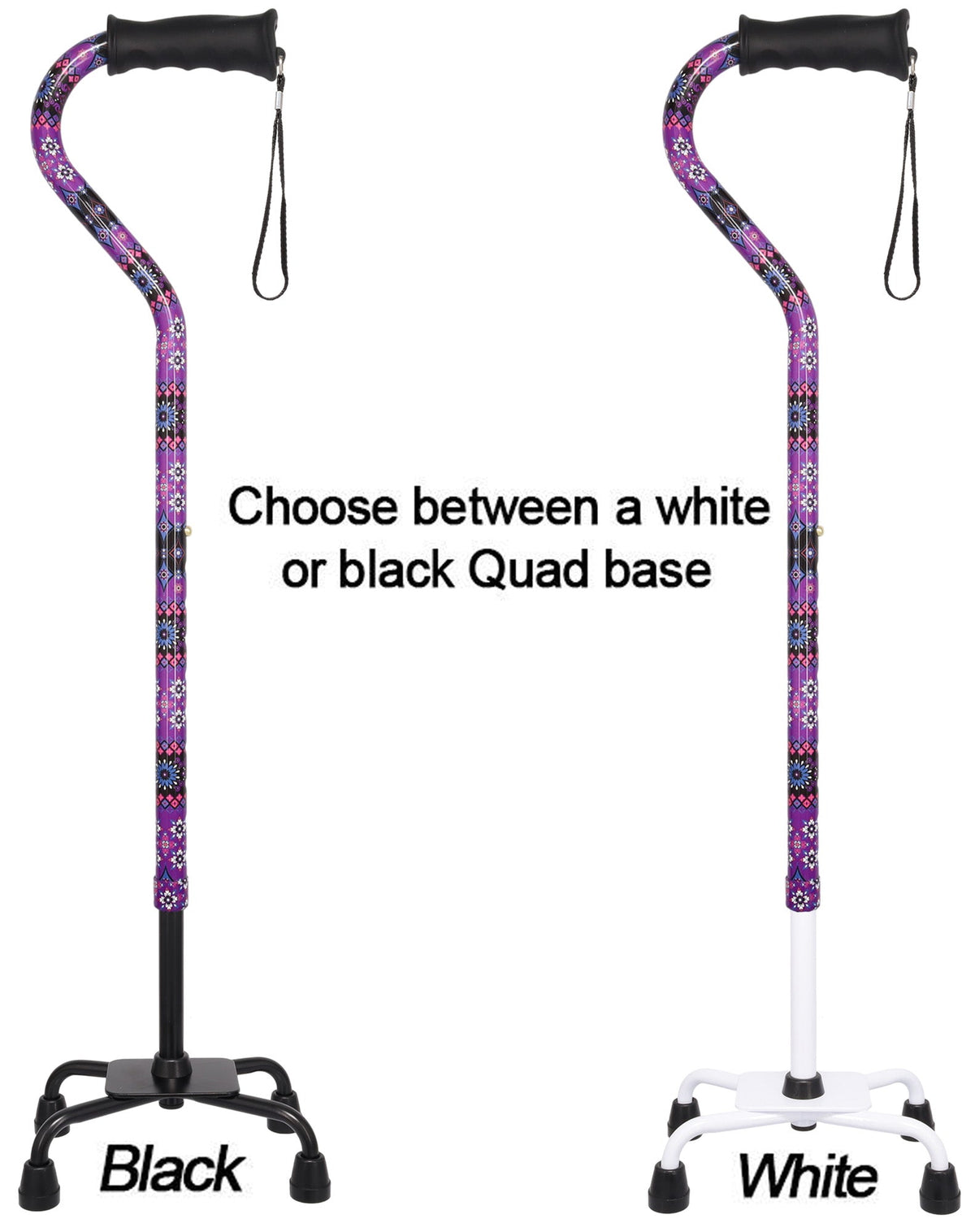 Pretty Purple Aluminum Convertible Quad Base Walking Cane - Adjustable Shaft Quad Base Canes - Tophatter Daily Deals