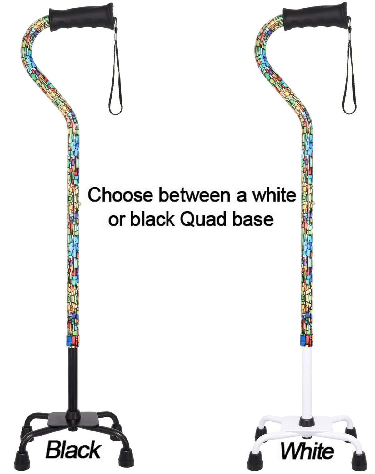 Mosaic Stained: Supportive Quad Base Cane - Comfort Grip Quad Base Canes - Tophatter Daily Deals