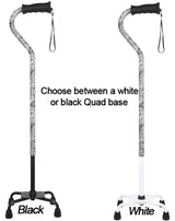 Black and White Convertible Quad Base Walking Cane with Comfort Grip - Adjustable Shaft Quad Base Canes - Tophatter Daily Deals
