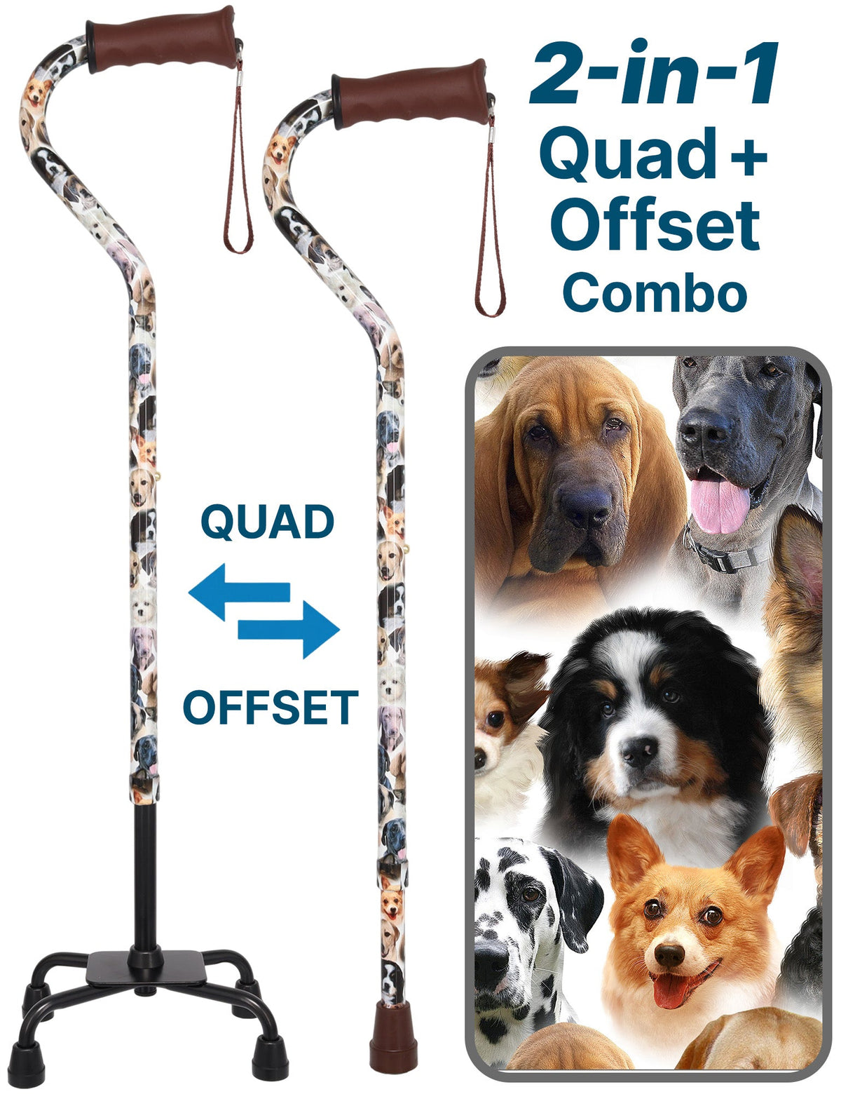 Dog Lovers: Supportive Quad Base Cane - Comfort Grip Dog Walking Canes - Tophatter Daily Deals