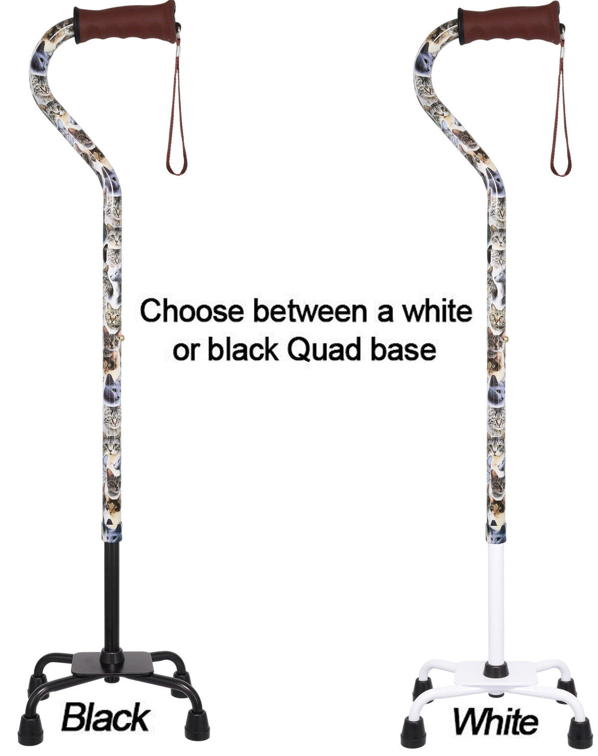 Cat Lovers: Supportive Designer Quad Base Cane - Comfort Grip Cat Walking Canes - Tophatter Daily Deals