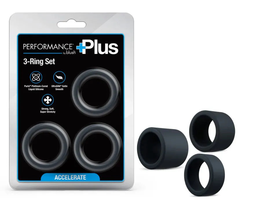 Performance Plus Accelerate (Black) – Versatile 3-Ring Set Enhancer > Cock Ring > Sets - Tophatter Daily Deals