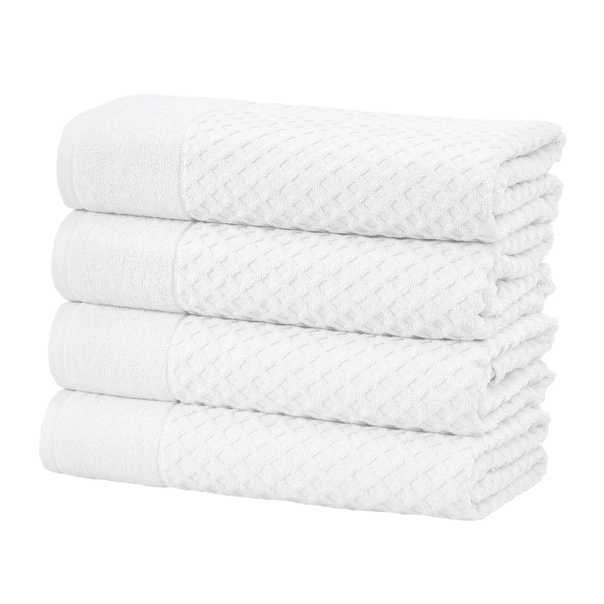 Cotton Diamond Waffle Weave Bath Towel Set - Grayson Collection Bath Towel (Pack of 4) Optic White Bath - Tophatter Daily Deals