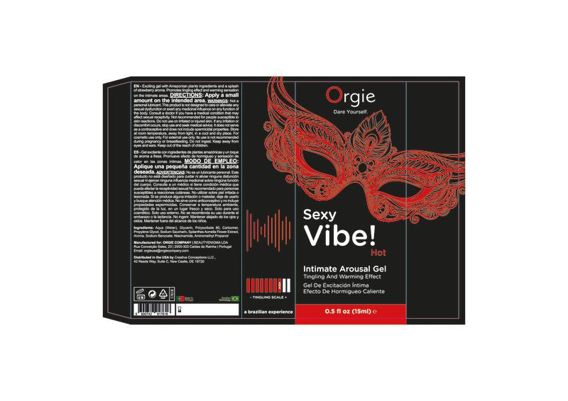 Orgie Sexy Vibe Hot Intimate Warming Arousal Gel 15ml Gel > Essentials > Womens Enhancers - Tophatter Daily Deals