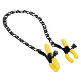 Boundless Nipple Teasers Adjustable Black Chain with Yellow Silicone Coated Clamps and Crystal Adornments > Sex Toys > Nipple Clamps - Tophatter Daily Deals