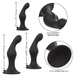 Silicone Anal Ripple Kit Set of 3 Black Graduated Curved Anal Plugs with Suction Cup Base > Anal Range > Butt Plug Kits - Tophatter Daily Deals