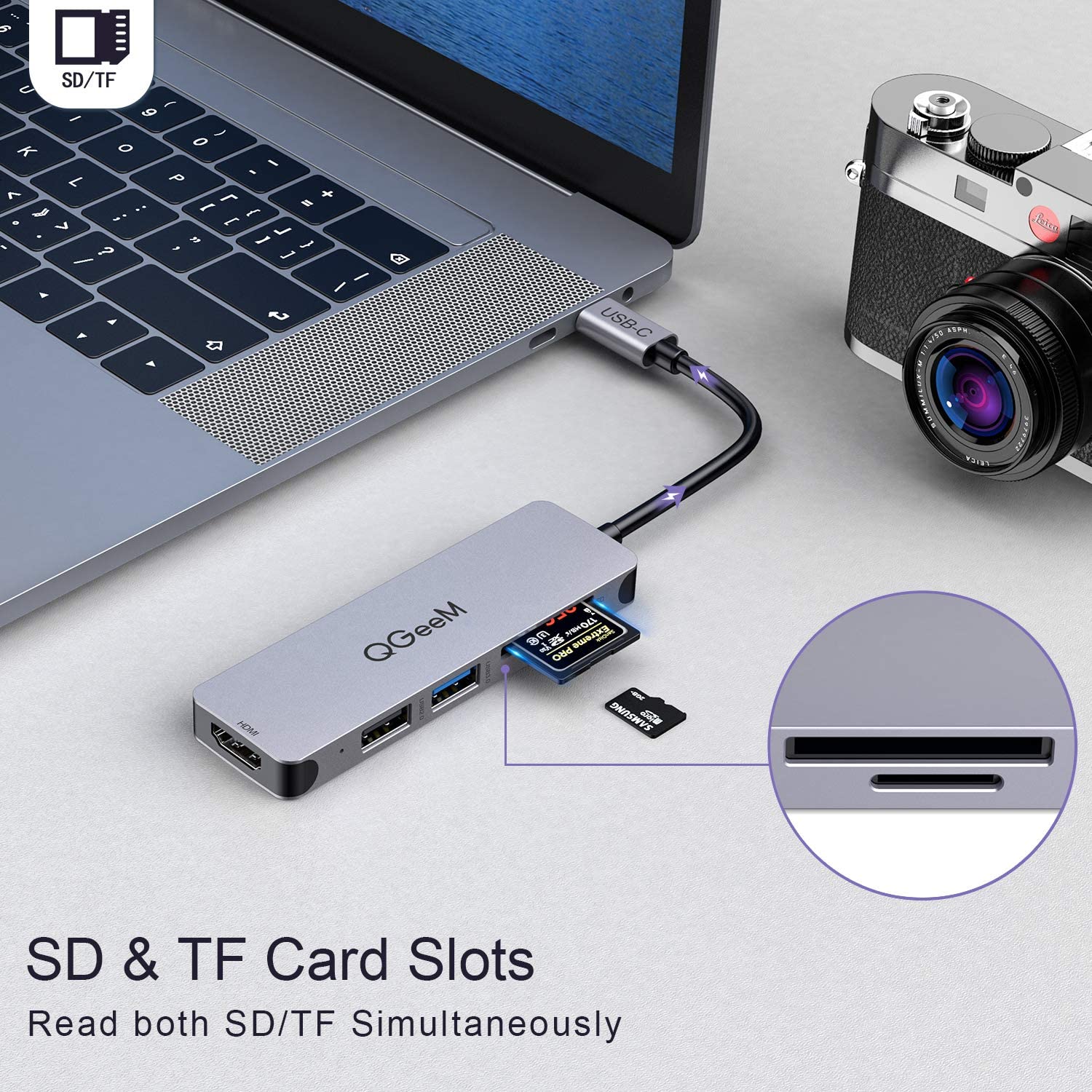 QGeeM 5-in-1 USB C to HDMI Adapter with 4K HDMI Output USB C to HDMI Adapter - Tophatter Daily Deals