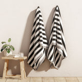 Oversized Striped Border Cabana Beach Towel - Santa Cruz 2 Pack- 35" x 70" Black Grey Bath - Tophatter Daily Deals