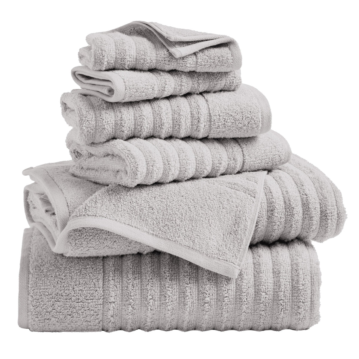 Luxury Combed Cotton Bath Towel Set - Karina Collection 6 Piece Set Light Grey Bath - Tophatter Daily Deals