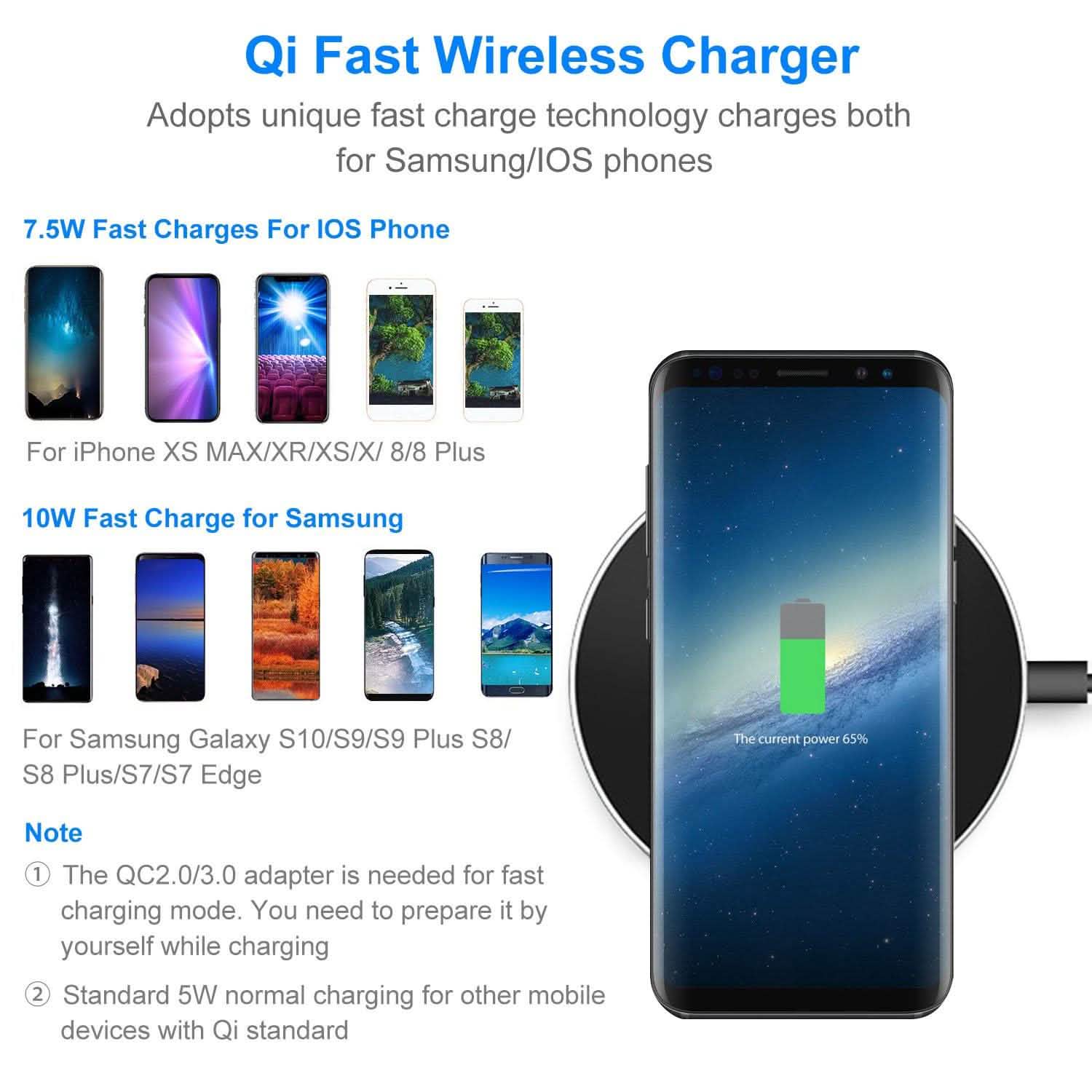 Qi Fast Wireless Charger 10W Charging Pads Mobile Accessories - Tophatter Daily Deals