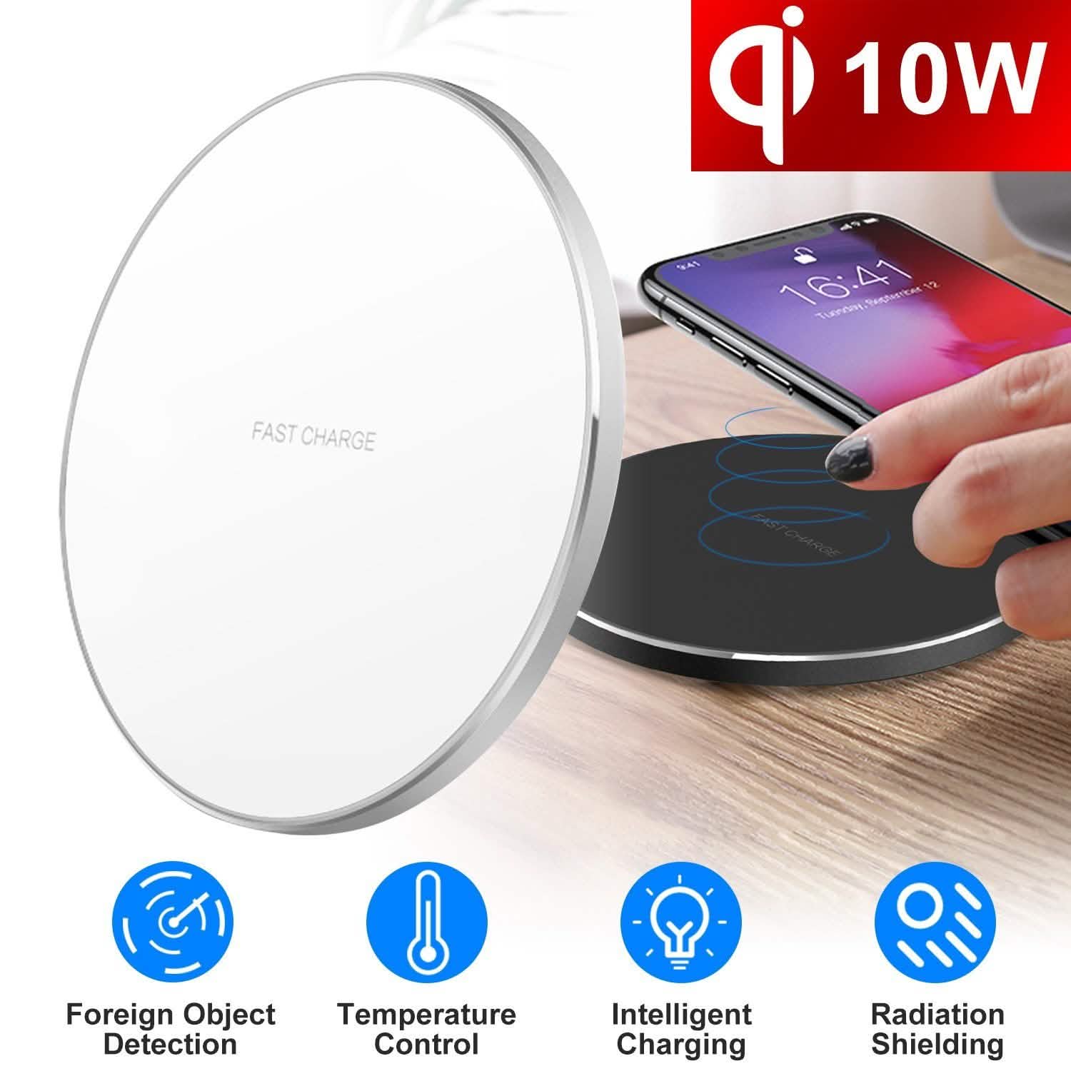Qi Fast Wireless Charger 10W Charging Pads Mobile Accessories - Tophatter Daily Deals