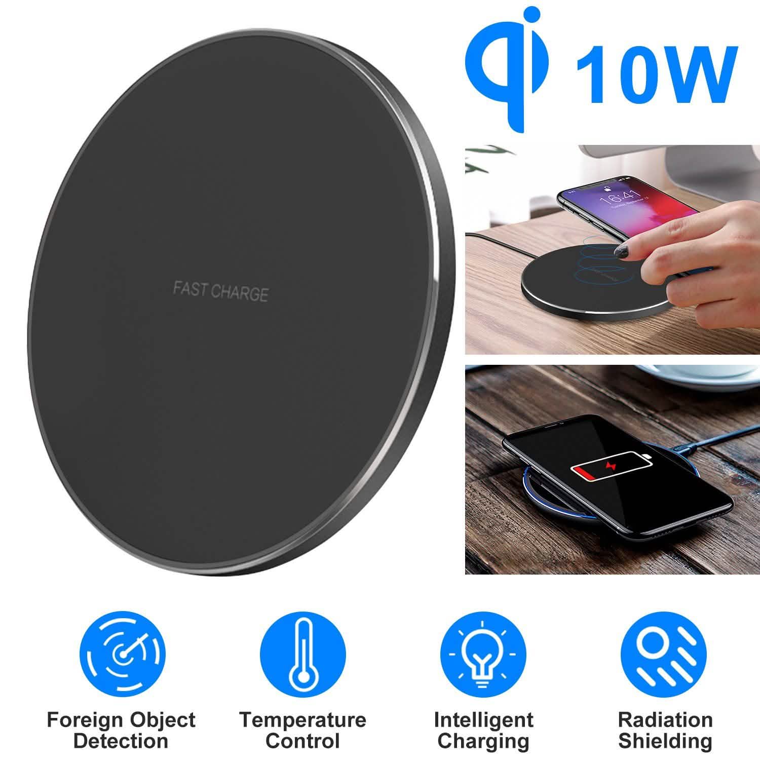 Qi Fast Wireless Charger 10W Charging Pads Mobile Accessories - Tophatter Daily Deals
