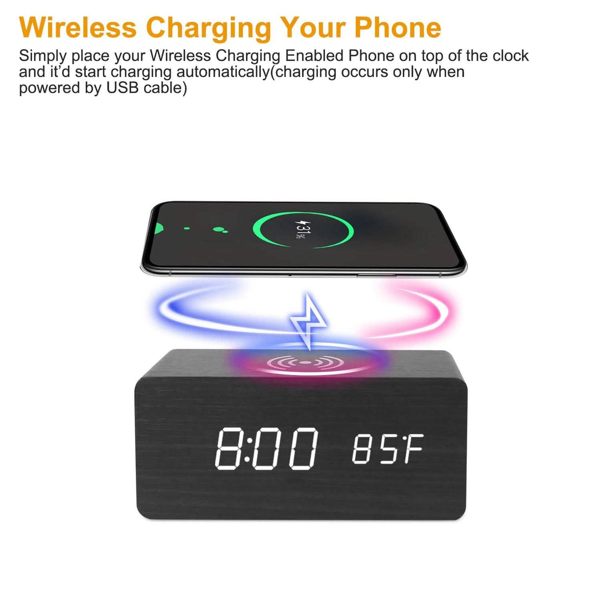 Qi Wireless Charger Digital Alarm Clock Household Appliances - Tophatter Daily Deals