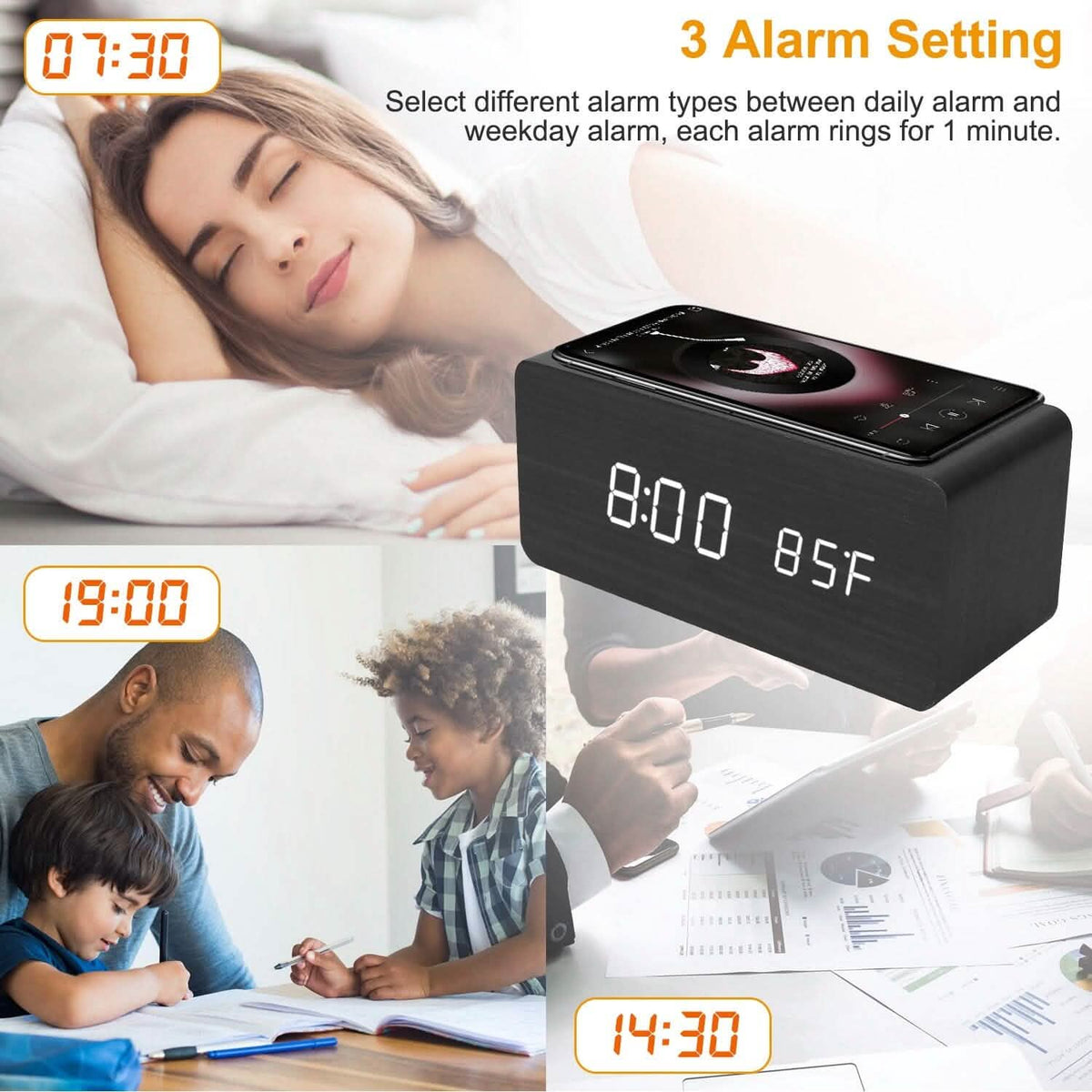 Qi Wireless Charger Digital Alarm Clock Household Appliances - Tophatter Daily Deals