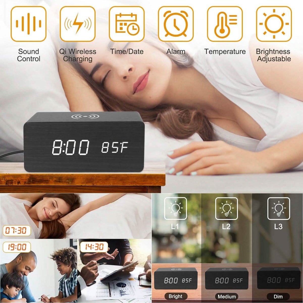 Qi Wireless Charger Digital Alarm Clock Household Appliances - Tophatter Daily Deals