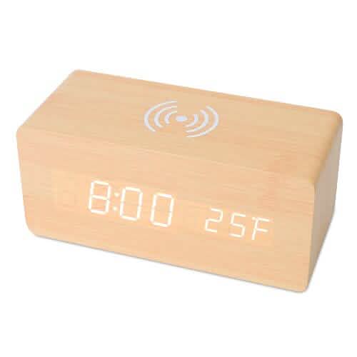 Qi Wireless Charger Digital Alarm Clock Natural Household Appliances - Tophatter Daily Deals