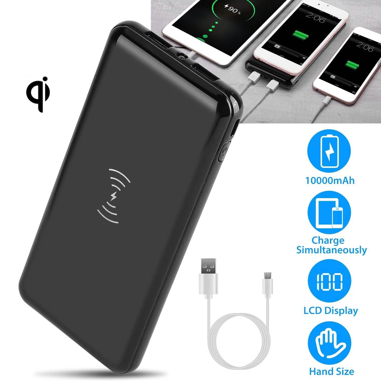 Qi Wireless Charging Station 10000mAh Power Bank Mobile Accessories - Tophatter Daily Deals