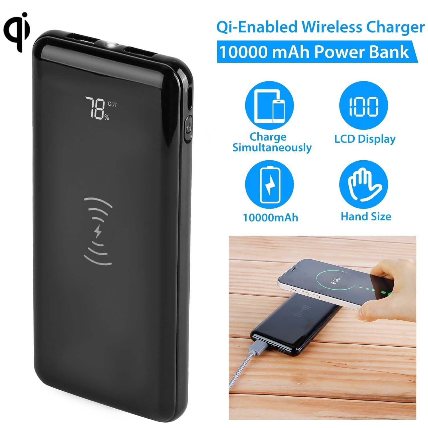Qi Wireless Charging Station 10000mAh Power Bank Mobile Accessories - Tophatter Daily Deals