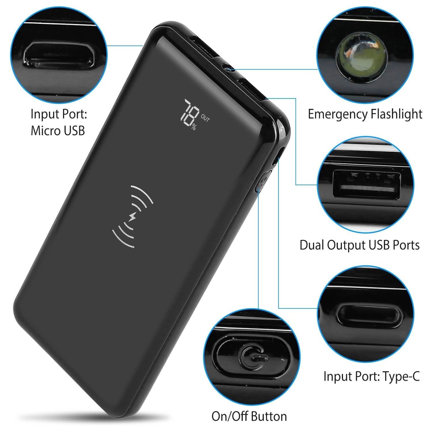 Qi Wireless Charging Station 10000mAh Power Bank Mobile Accessories - Tophatter Daily Deals