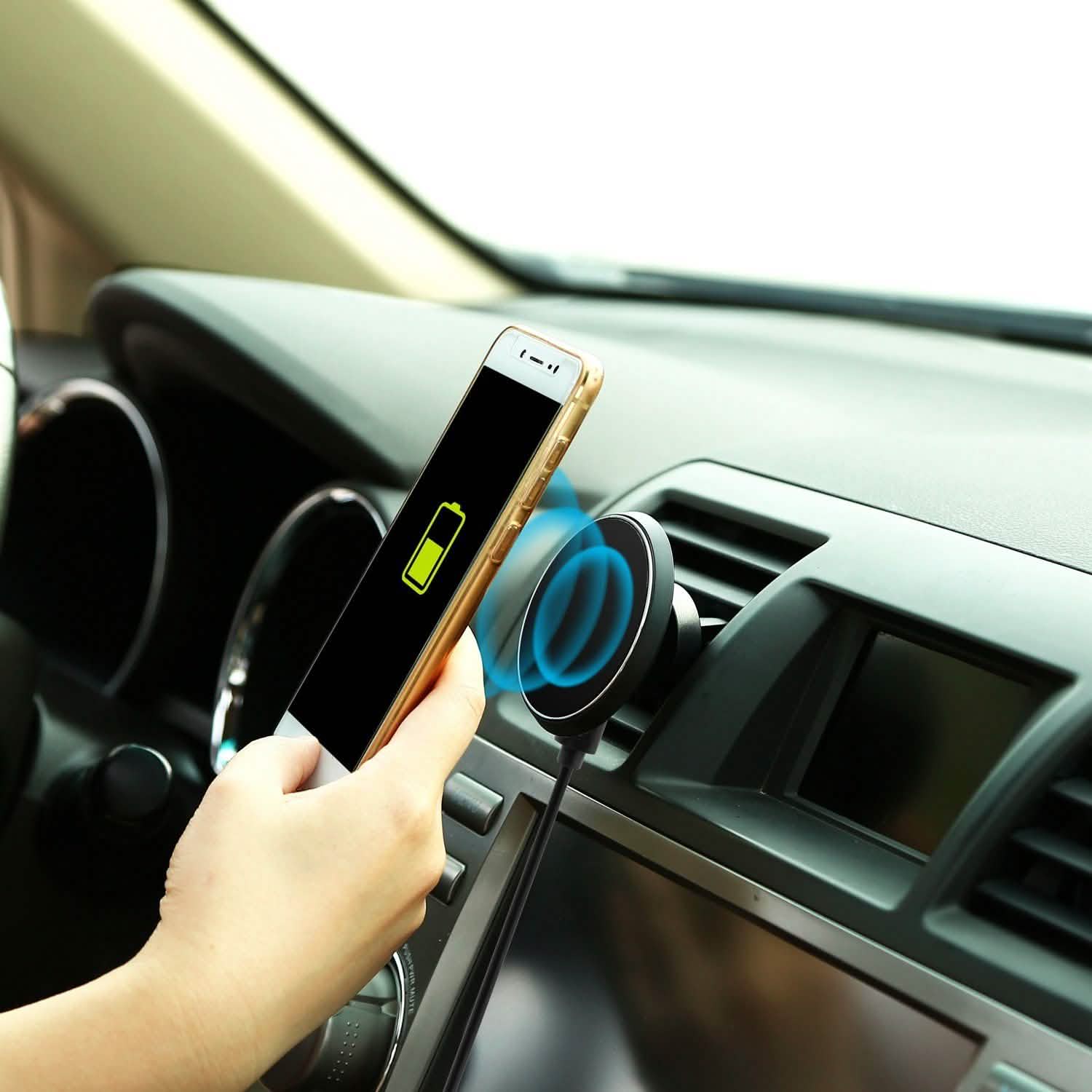 Qi Wireless Magnetic Car Charger Automotive - Tophatter Daily Deals