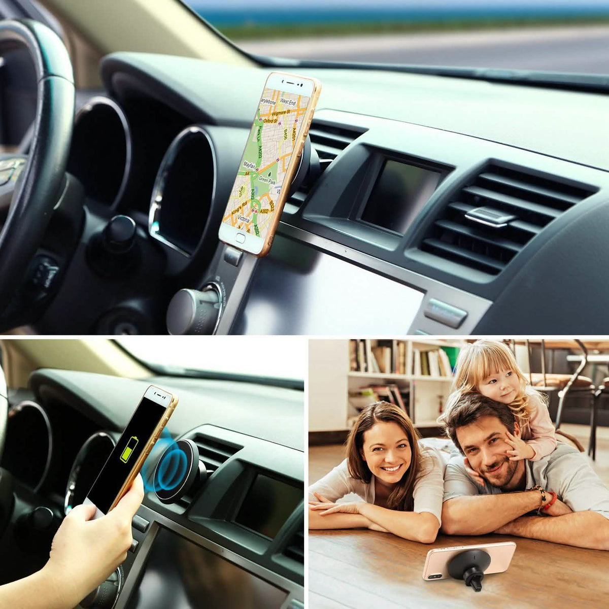 Qi Wireless Magnetic Car Charger Automotive - Tophatter Daily Deals
