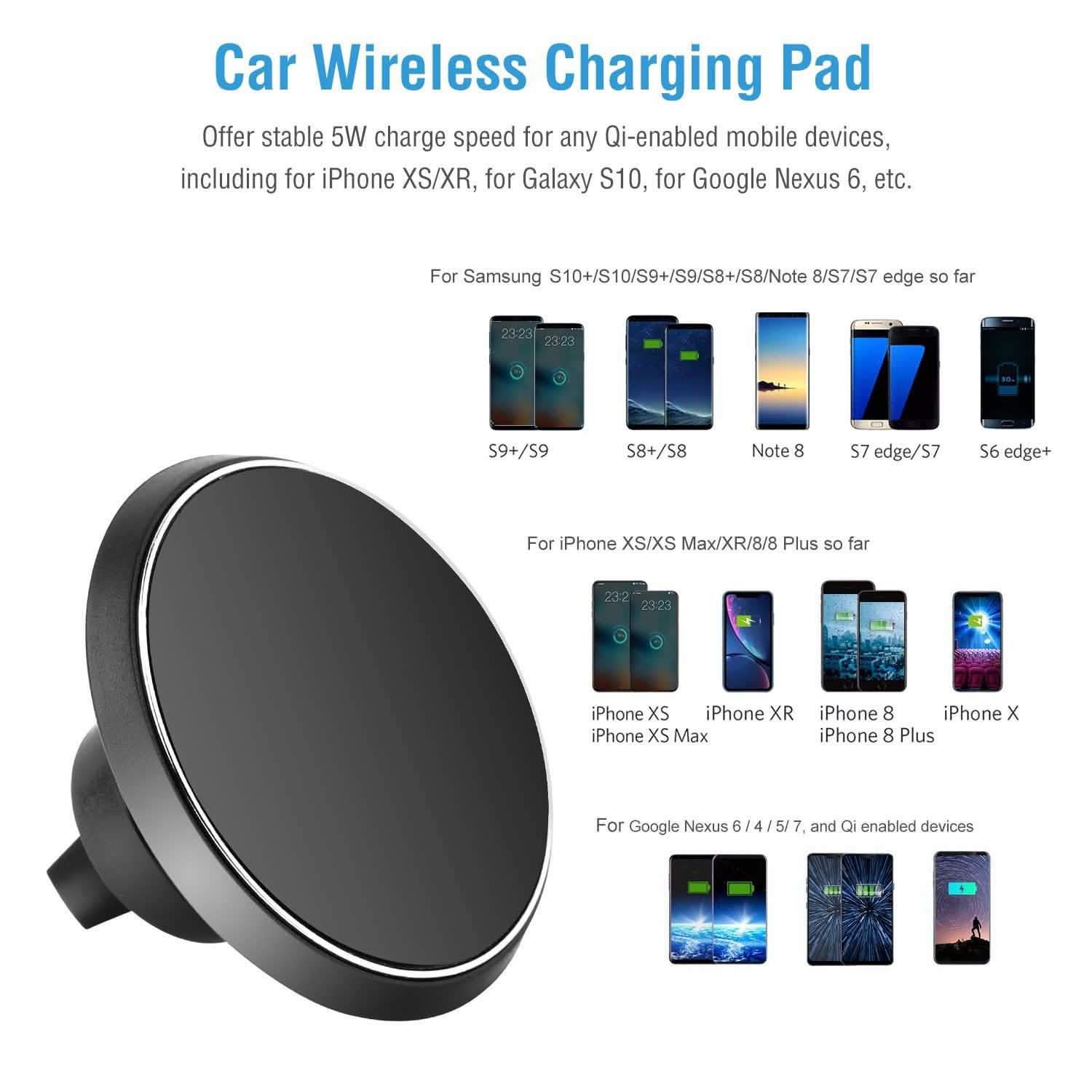 Qi Wireless Magnetic Car Charger Automotive - Tophatter Daily Deals