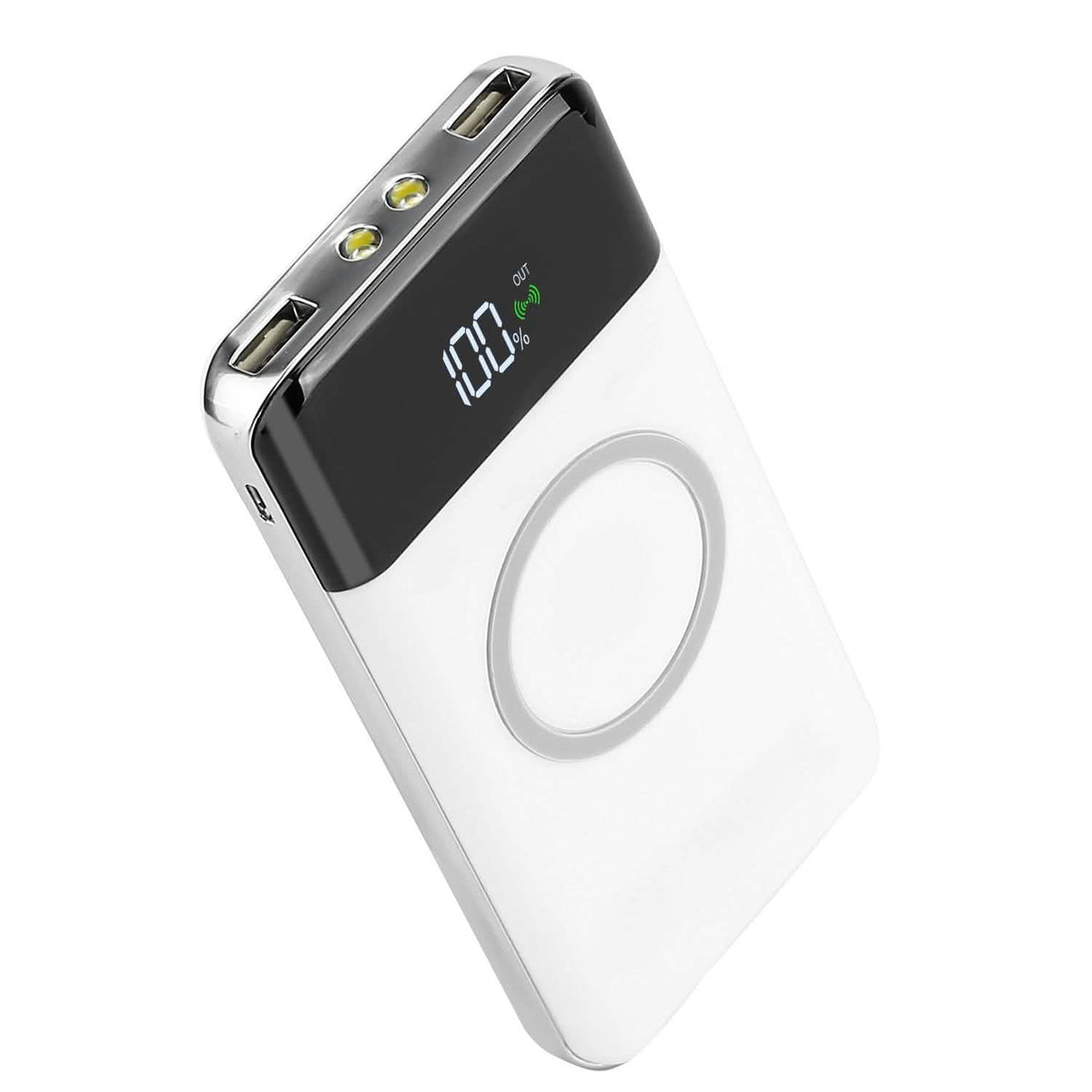 Qi Wireless Station 10000mAh Powerbank with 4 Modes Flashlight Mobile Accessories - Tophatter Daily Deals