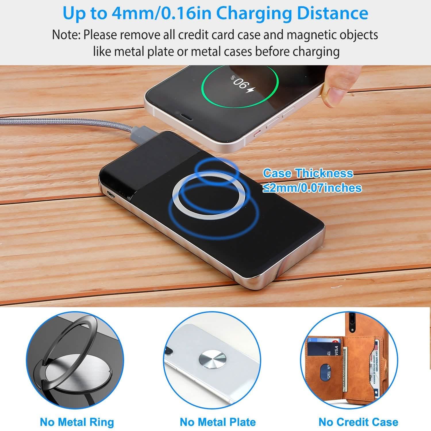Qi Wireless Station 10000mAh Powerbank with 4 Modes Flashlight Mobile Accessories - Tophatter Daily Deals