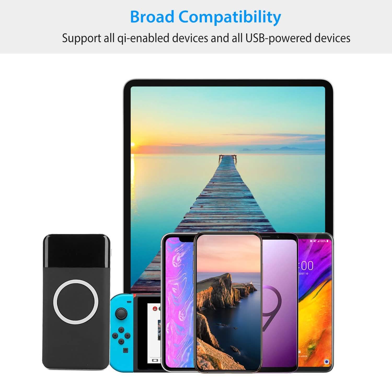 Qi Wireless Station 10000mAh Powerbank with 4 Modes Flashlight Mobile Accessories - Tophatter Daily Deals