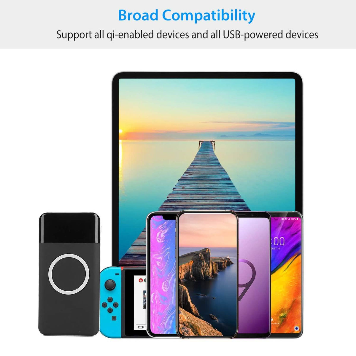 Qi Wireless Station 10000mAh Powerbank with 4 Modes Flashlight Mobile Accessories - Tophatter Daily Deals