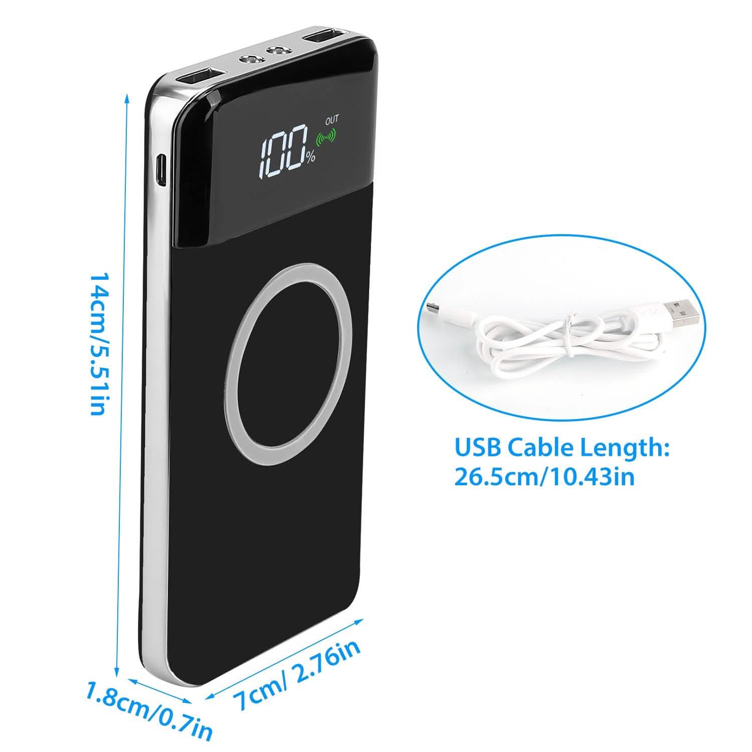Qi Wireless Station 10000mAh Powerbank with 4 Modes Flashlight Mobile Accessories - Tophatter Daily Deals